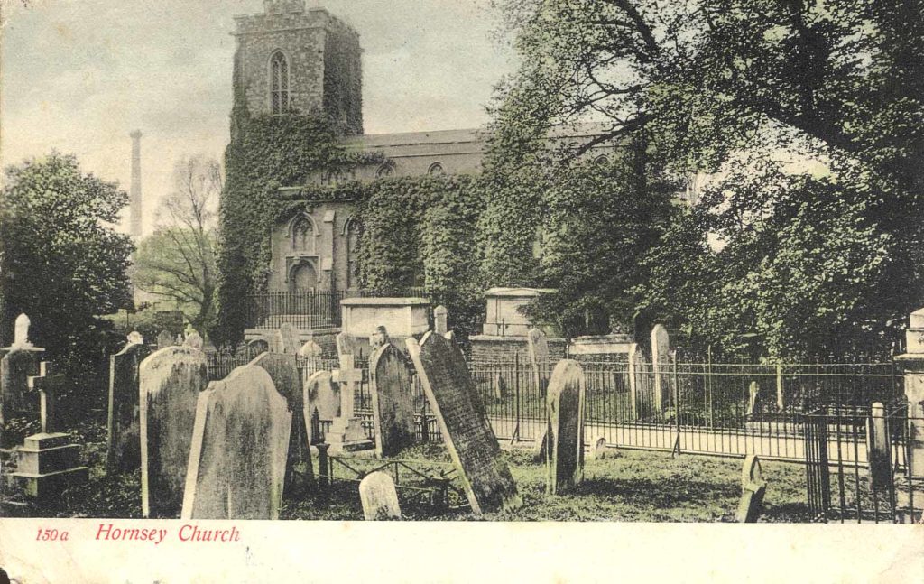 Hornsey Church with dust destructor in background