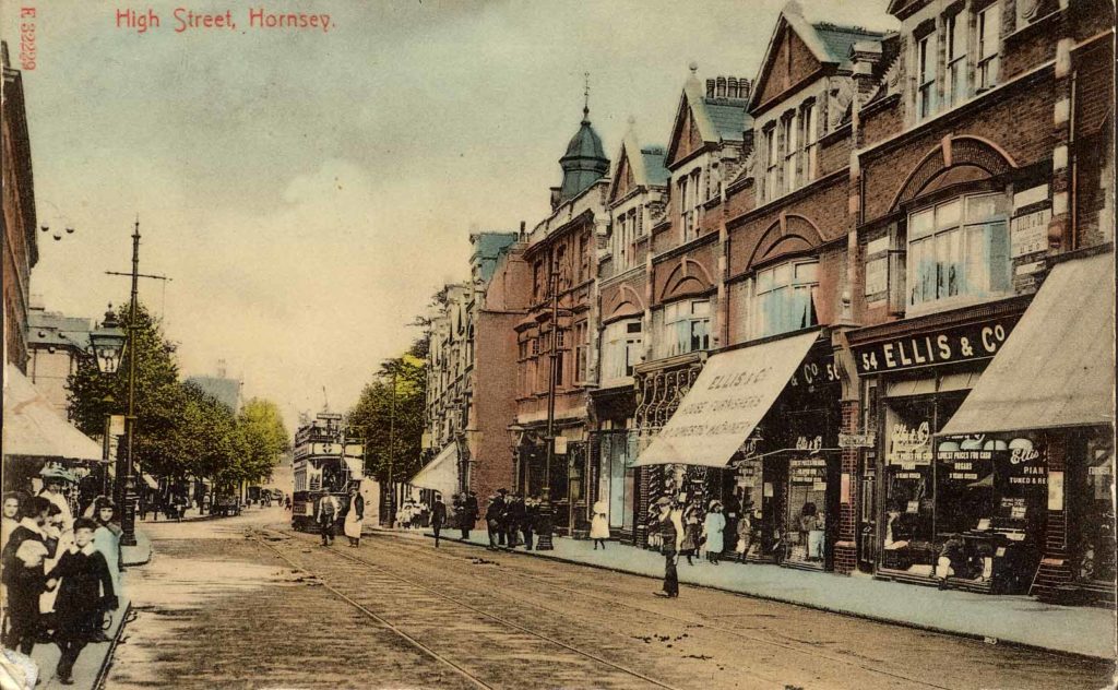 Shops and people on Hornsey High Street