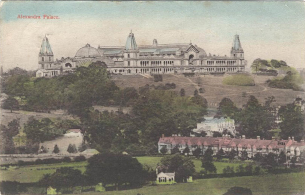 Alexandra Palace with playing fields in front