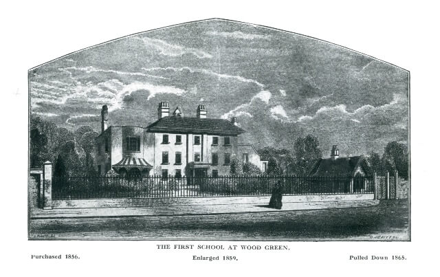 Drawing of the first school at Wood Green