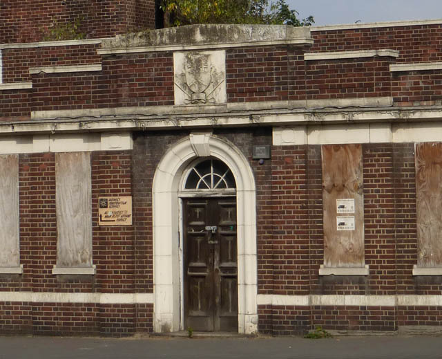 Close up of the entrance to Hornsey Baths