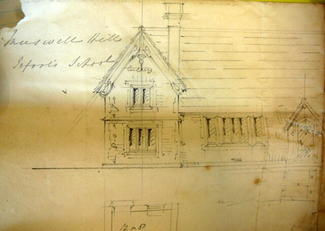 Detail from Salvin's sketch of St James's National School, 1849