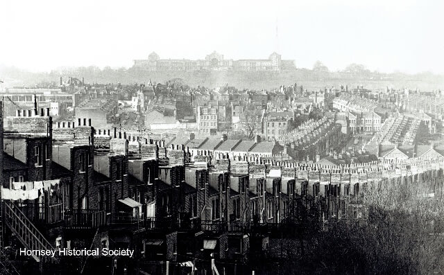 From the Hog's Back, a view of Alexandra Palace, 1972