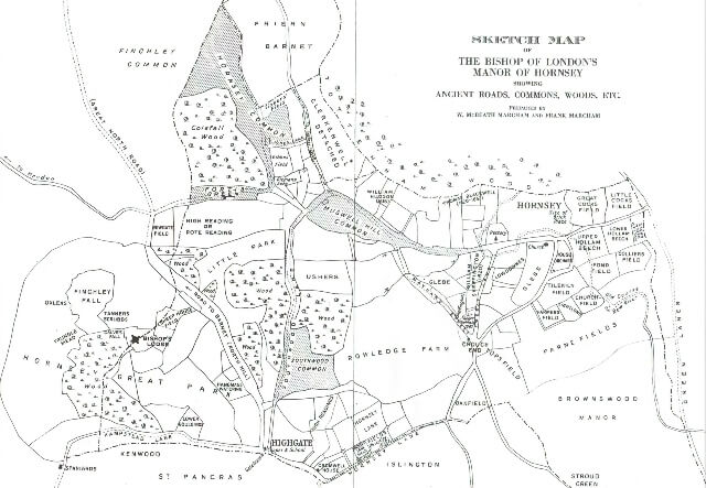 Map of Bishop of London's Manor of Hornsey, 1929