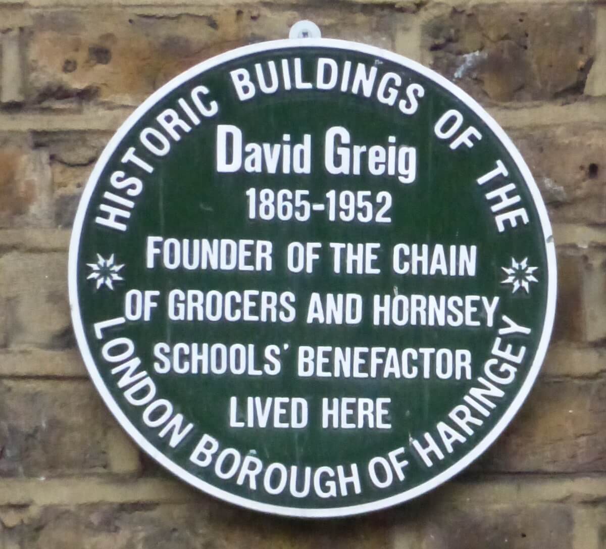 David Greig Plaque Hornsey High Street