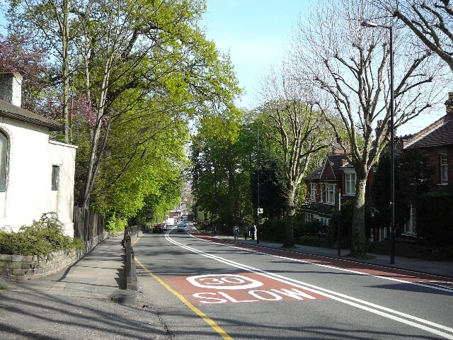 Grove Lodge Gardens from Muswell Hill, on the left below the former Red Cross HQ