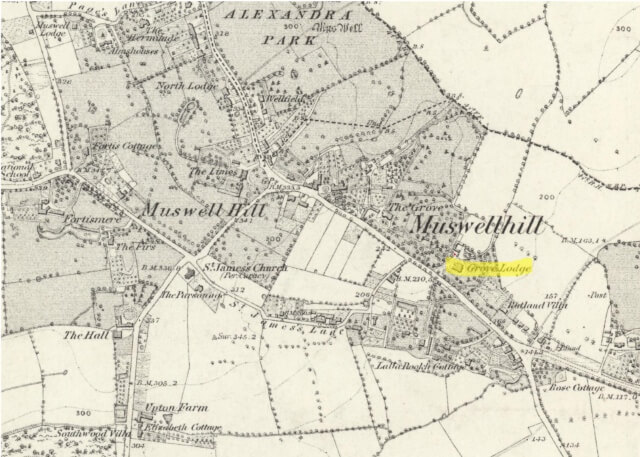 Grove Lodge (highlighted), OS Map 1873