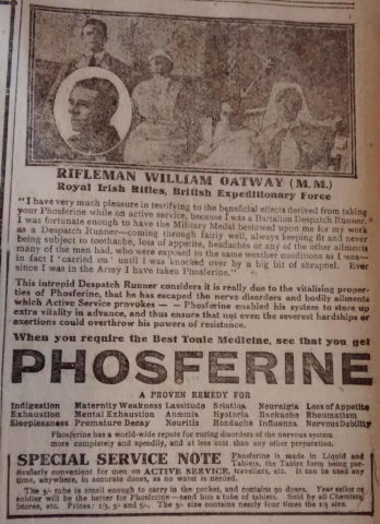 Advert for Phosferine from the Hornsey Journal, 27 December 1918