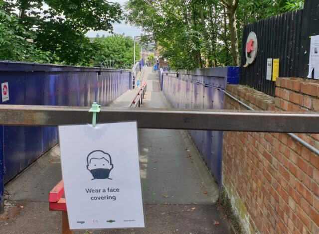 Entrance to Harringay Station, 21 June 2020, during lockdown