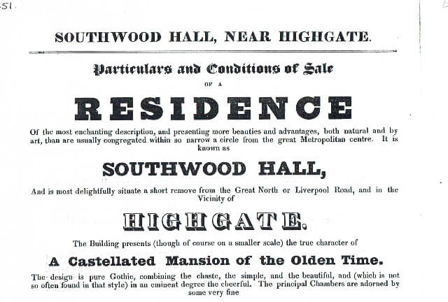 Southwood Hall, Notice of Sale