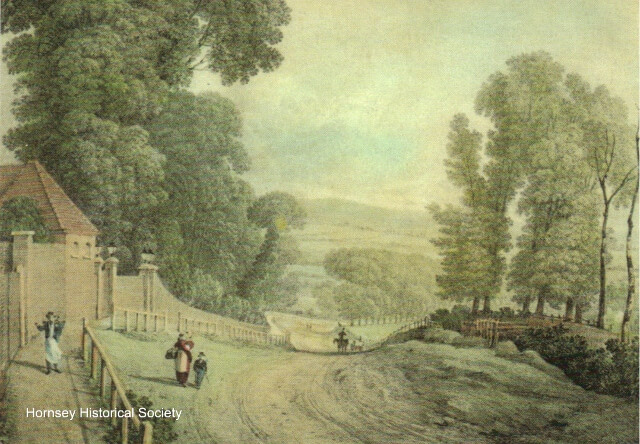 The View down Muswell Hill in 1822 by T M Baynes 1794 - 1852