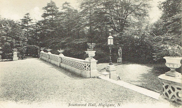 Southwood Hall, lawn and Coade stone Apollo, c.1890