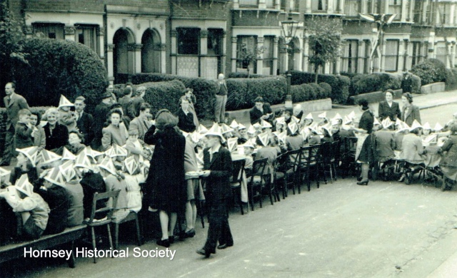 Street Party to Celebrate VE Day, Warham Road, 12 May 1945
