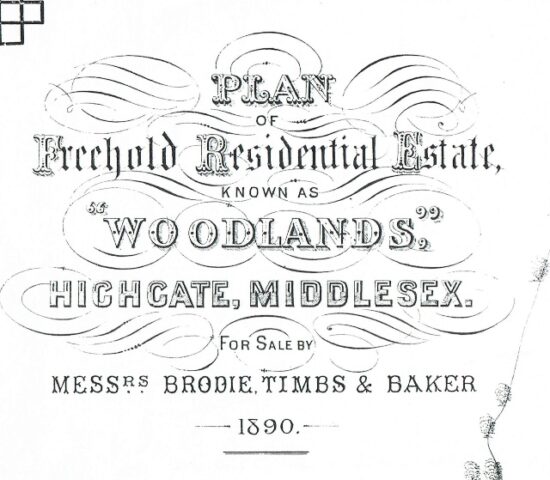 Cover of the sale plan for the Woodlands estate, 1890