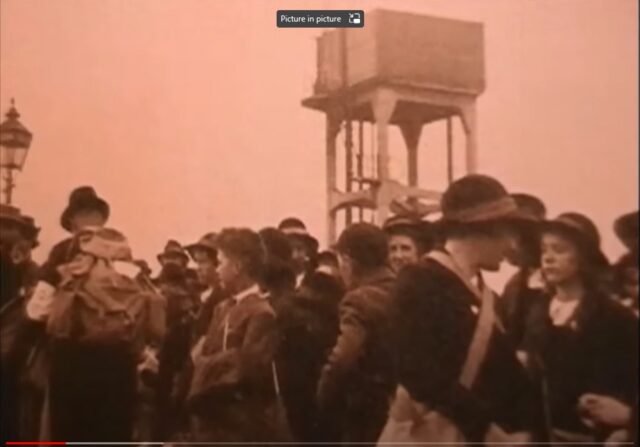 Children waiting to be evacuated at Hornsey station