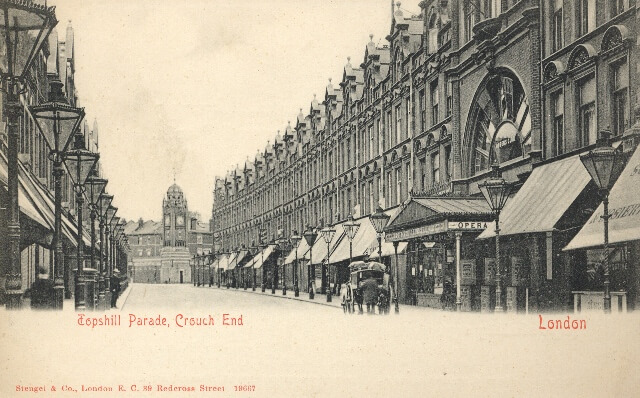 Crouch End Opera House on the right, Topsfield Parade, c.1900